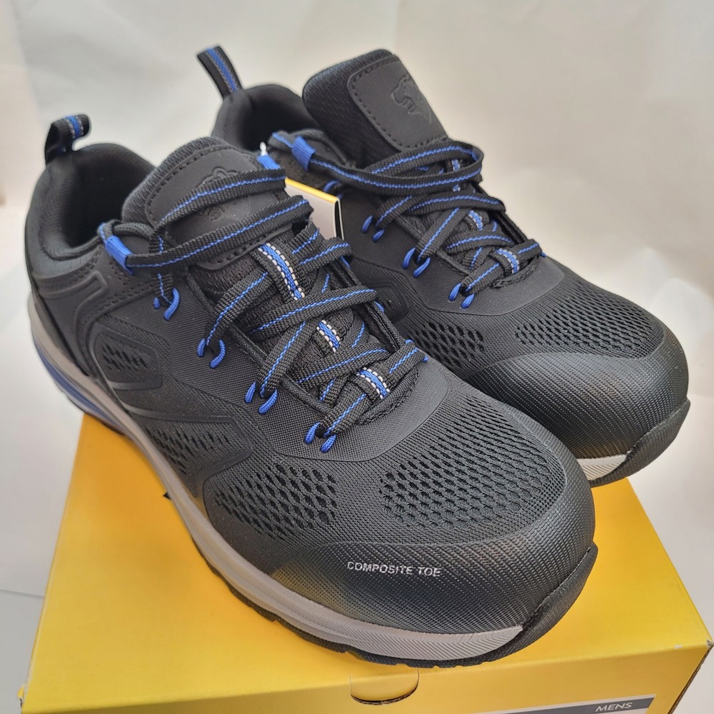 Herman Survivors Cassle Work Shoes Mens 8 Composite Toe Black Blue Collar Union